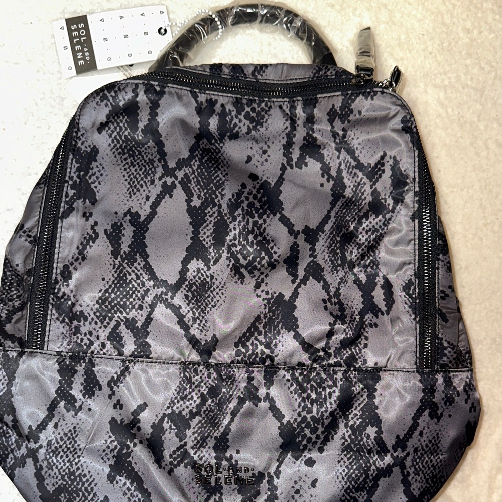 Sol and Selene Black Snake Print Backpack